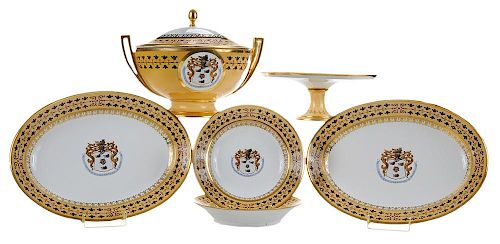 Six Pieces Sévres Armorial Porcelain