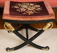 5085344: French Style Black Painted X-Form Stool EL2QJ