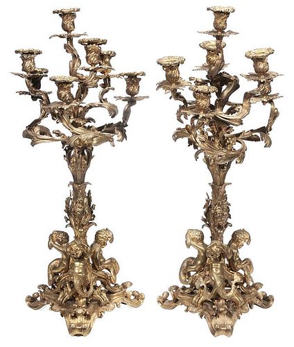 Pair Louis XV-Style Gilt-Bronze