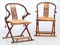 5081388: Two Ming Style Brass Mounted Folding Chairs EL1QC