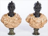 5081393: Pair of Marble Busts of Roman Soldiers EL1QJ