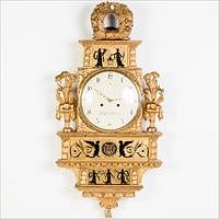 5097018: Swedish Eglomise and Giltwood Wall Clock, 19th Century EL1QG
