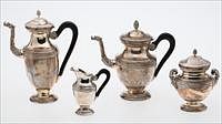5081408: 4-Piece Sterling Silver Tea and Coffee Set, Tetard
 Freres, Paris, Ret. by Wurst, Early 20th C EL1QQ