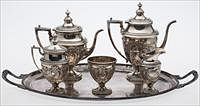 5081401: Ellmore Sterling Silver 5 Piece Tea and Coffee
 Service and an Associated Silver Plate Tray EL1QQ