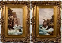 5097020: Alexander Mortimer (British, fl. 1885-1895), Two
 Works: Rocky Coastal Views, Oil on Canvas EL1QL