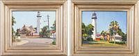 5081528: Robert Isley (GA, 20th/21st C), Two Works: St.
 Simons Lighthouse and Stop Sign, Oil on Canvas EL1QL