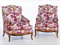 5081450: Pair of Louis XV Style Upholstered Bergeres, 20th Century EL1QJ