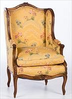 5096997: Louis XV Style Walnut Upholstered Wing Chair, Late
 19th/Early 20th Century EL1QJ