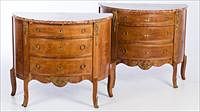 5081461: Pair of Louis XV/XVI Transitional Style Marble
 Top Demi-Lune Commodes, 19th/20th Century EL1QJ