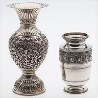 5081568: French Sterling Silver Vase, A. Risler & Carre,
 and a Burmese Repousse Vase EL1QQ