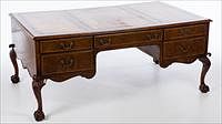 5081459: George II Style Walnut Partner's Desk, First Half 20th Century EL1QJ