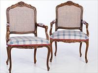 5081617: Pair of Louis XV Style Stained Beechwood Open Armchairs, 20th Century EL1QJ
