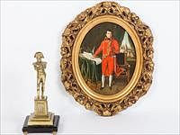 5081616: Portrait of Napoleon, Oil on Panel, and Brass Sculpture
 of Napoleon, 20th Century EL1QL