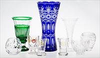 5081533: 9 Colored and Clear Glass Vases/Bowls Including
 Tiffany and Christofle EL1QF