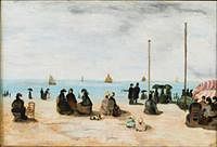5081577: After EugÃ¨ne Boudin (French, 1824-1898), Beach Scene, Oil on Canvas EL1QL
