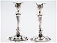 5081580: Pair of English Sterling Silver Weighted Candlesticks,
 London, 20th Century EL1QQ