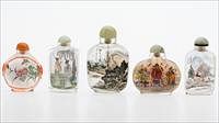 5081649: 5 Asian Reverse Painted Glass Snuff Bottles EL1QC