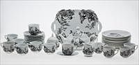5081683: Liette International Black and White Toile Porcelain Tea Set EL1QF