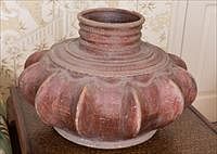 5157869: Large Ribbed Ceramic Pot EL3QA