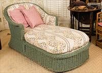5157875: Wicker Upholstered Chaise Lounge EL3QJ