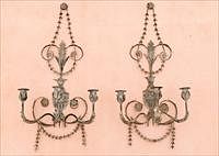 5157906: Two Similar French Style Tole Three-Light Candelabras, 20th Century EL3QJ