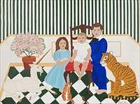 5157948: Mark Sabin (New York, b. 1936), Children with Animals,
 Acrylic on Canvas EL3QL