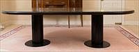 5157910: Contemporary Burlwood and Metal Two Pedestal Dining Table EL3QJ