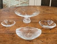5157884: One Lalique and Three Steuben Glass Table Articles EL3QF