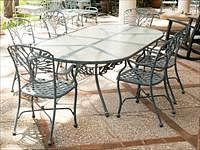 5157978: Outdoor Cast Metal Oval Dining Table and Eight Chairs EL3QJ