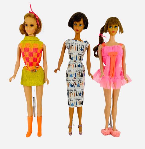 (3) beautiful Mod Barbies. The short haired Barbie has skin tone re-color & makeup re-touched Talking Barbie does not talk.