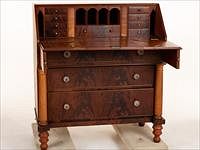 5241298: American Empire Mahogany and Cherrywood Slant Front Desk, Circa 1830 EL4QJ