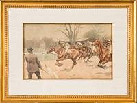 5226927: Max Klepper (New York 1861-1907), Horse Racing,
 Watercolor on Paper, 1901 EL4QL