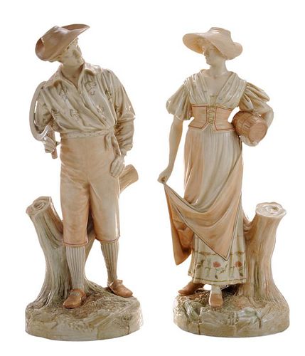 Pair of Royal Worcester Rustic Figures