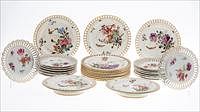 5227018: 11 Luneville Floral Painted Plates, Two Footed
 Plates and 14 Other Floral Plates EL4QF