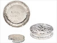 5227069: Two Continental Silver Repousse Boxes and a Dish EL4QQ