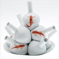 5227049: Chinese Porcelain Centerpiece Decorated with Koi, Modern EL4QF