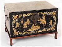 5227005: Chinese Black Lacquer Box on Stand, 20th Century EL4QC
