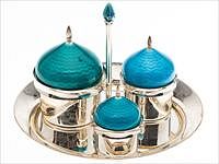 5226957: Ravissant Sterling Silver and Enamel Tray with
 Three Graduated Condiment Holders EL4QQ
