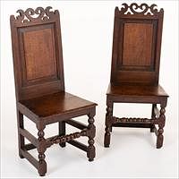 5226967: Two English Oak Plank Seat Side Chairs, 18th Century EL4QJ