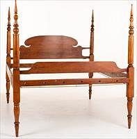5226829: American Cherrywood Four Poster Queen Size Bedstead, 19th Century EL4QJ