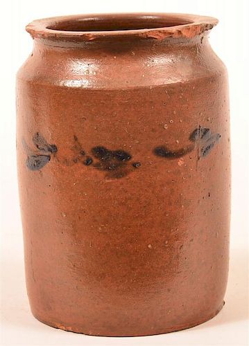 19th Century Redware Pottery Storage Jar.