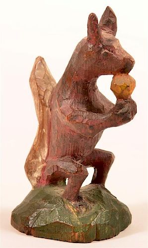Wilhelm Schimmel Carved Squirrel Eating a Nut.