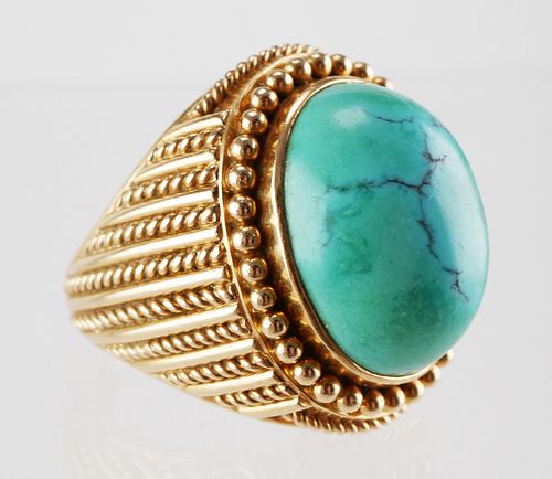 14K Gold Turquoise Ring