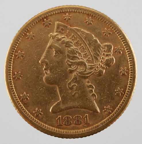 1881 Five Dollar Gold Eagle Coin