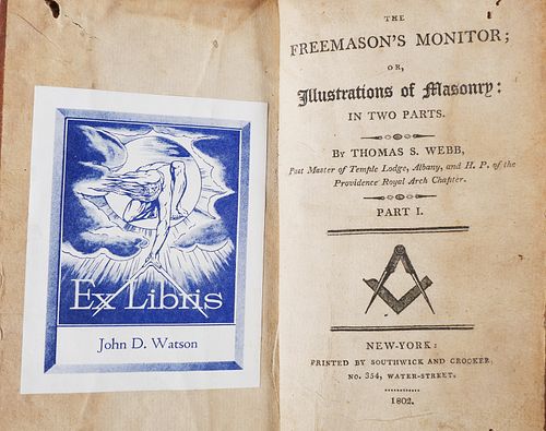 Book: FREEMASON'S MONITOR, Webb, 1802