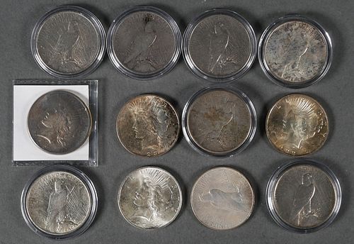 (12) Peace Silver Dollars $1 US Coin