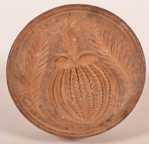 19th C. Deep Carved Wooden Butter Print