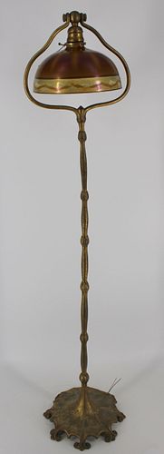 Tiffany Studios Gilt Bronze Harp Floor Lamp