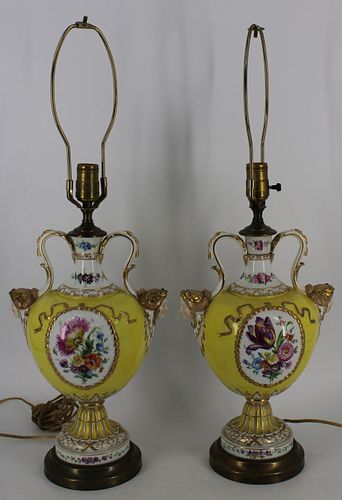 An Antique Pair Of Sevres Style Porcelain Urns As