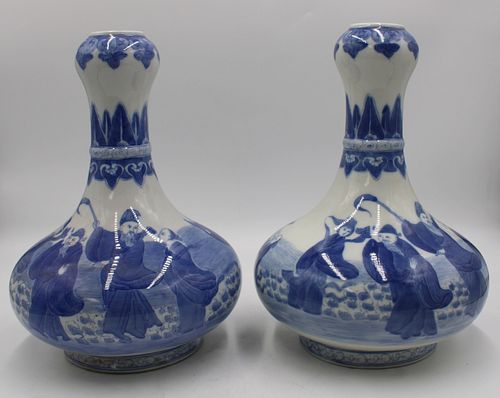 Pair of Chinese? Blue and White Vases.